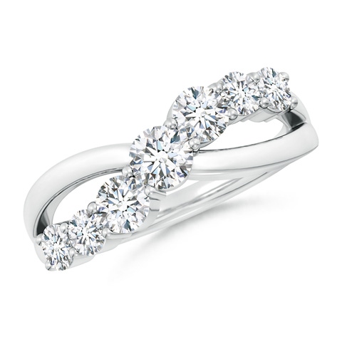4mm FGVS Lab-Grown Graduated Round Diamond Broad Fashion Ring in 18K White Gold