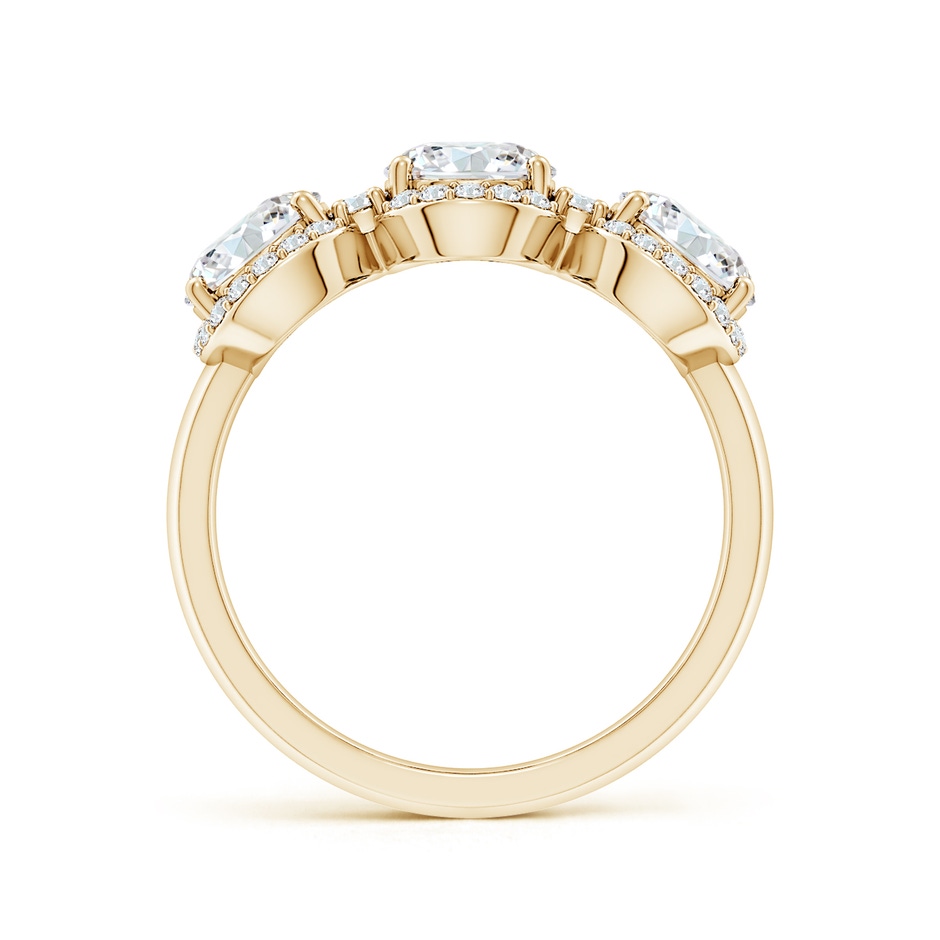 5.9mm FGVS Lab-Grown Round Diamond Halo Three Stone Ring in 18K Yellow Gold side 199