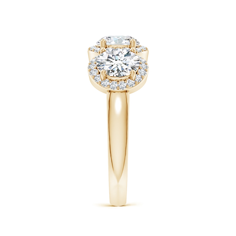 5.9mm FGVS Lab-Grown Round Diamond Halo Three Stone Ring in 18K Yellow Gold side 299