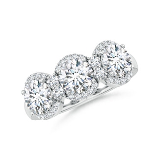 5.9mm FGVS Lab-Grown Round Diamond Halo Three Stone Ring in P950 Platinum