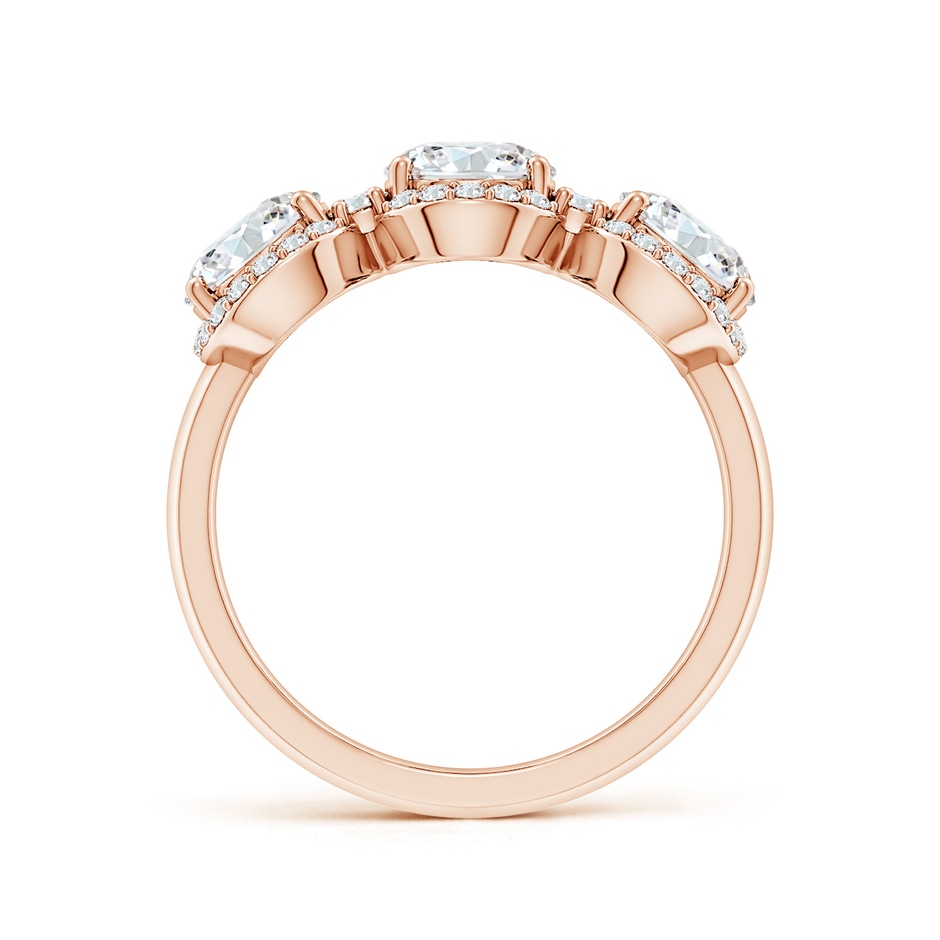 5.9mm FGVS Lab-Grown Round Diamond Halo Three Stone Ring in Rose Gold side 199