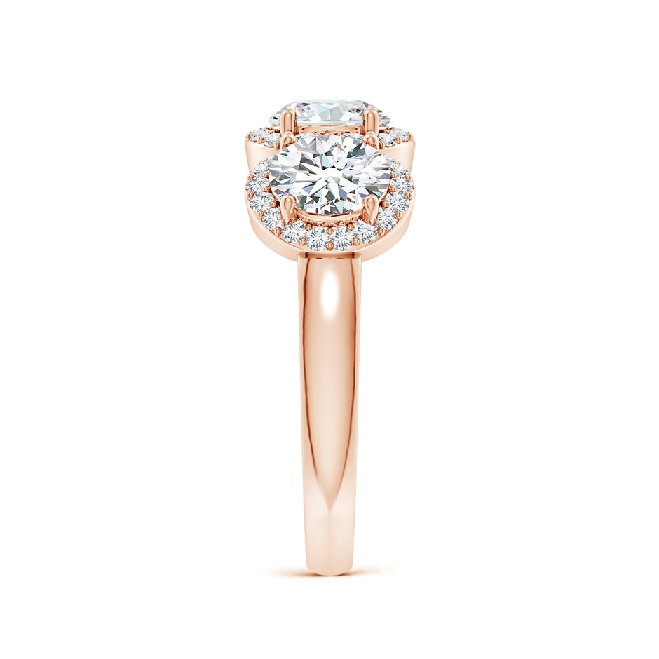 5.9mm FGVS Lab-Grown Round Diamond Halo Three Stone Ring in Rose Gold side 299