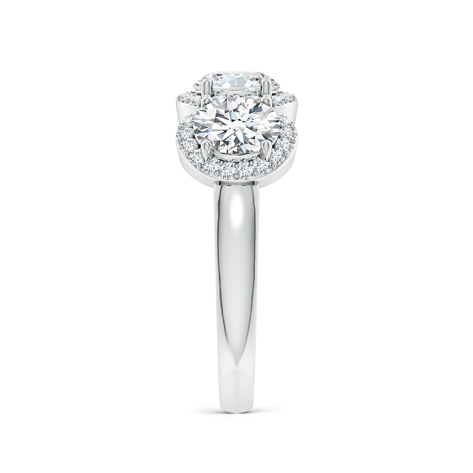 5.9mm FGVS Lab-Grown Round Diamond Halo Three Stone Ring in White Gold side 299