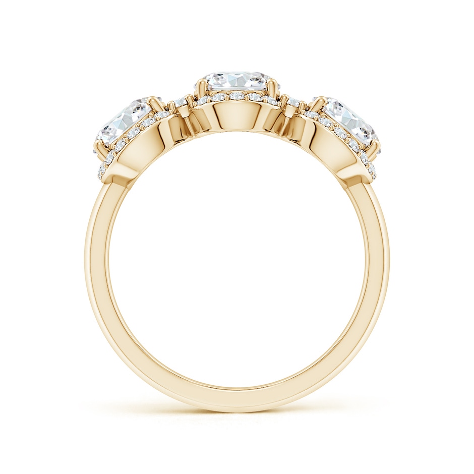 5.9mm FGVS Lab-Grown Round Diamond Halo Three Stone Ring in Yellow Gold side 199