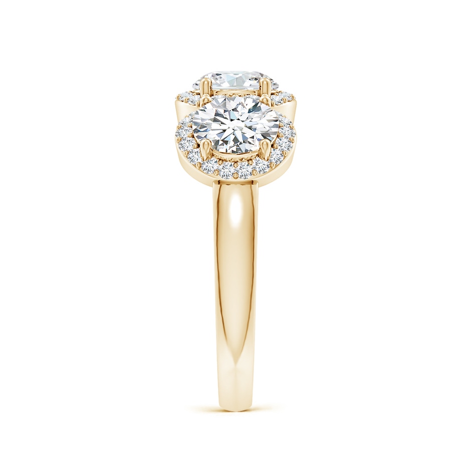 5.9mm FGVS Lab-Grown Round Diamond Halo Three Stone Ring in Yellow Gold side 299