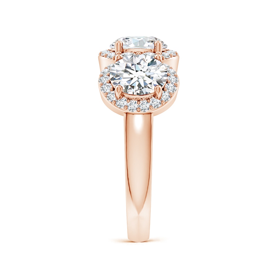 6.5mm FGVS Lab-Grown Round Diamond Halo Three Stone Ring in Rose Gold side 299