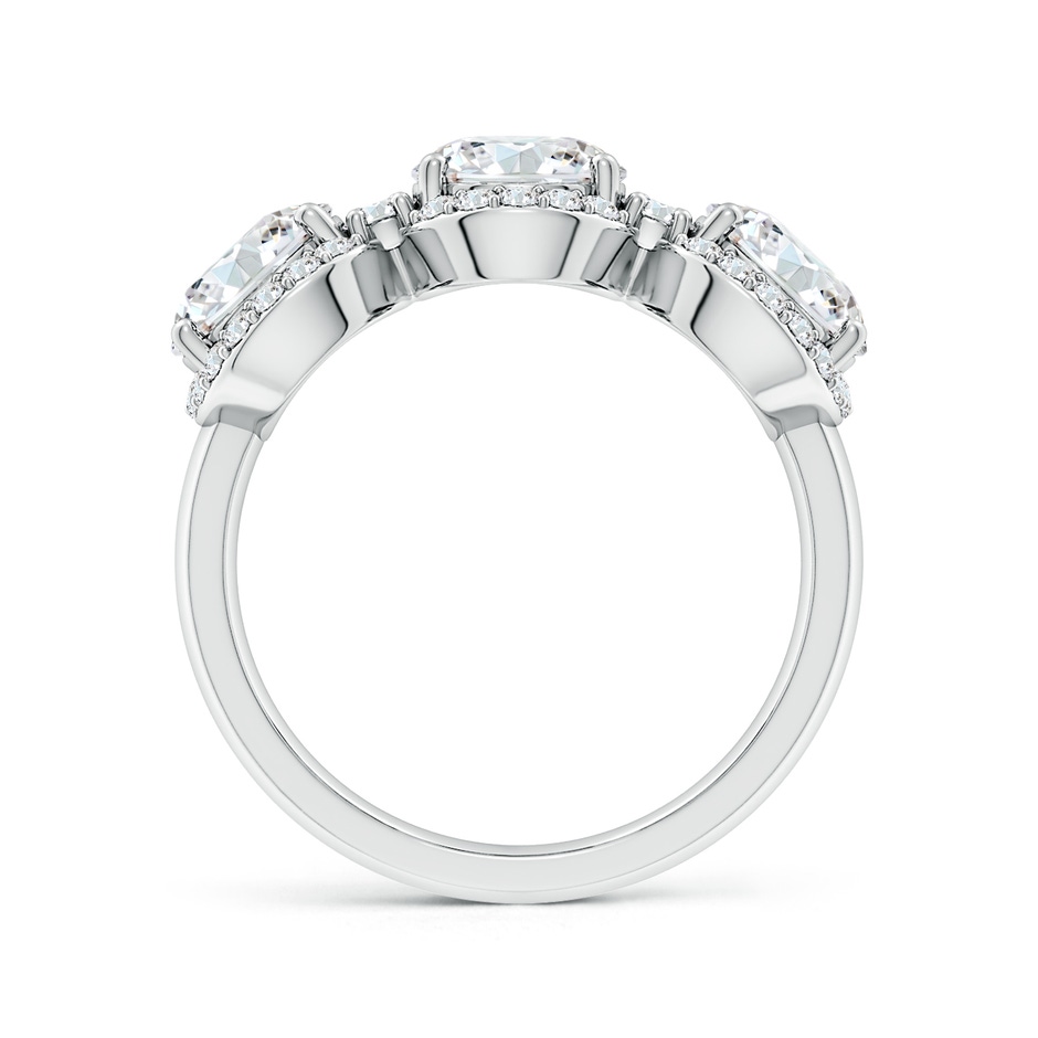 6.5mm FGVS Lab-Grown Round Diamond Halo Three Stone Ring in White Gold side 199
