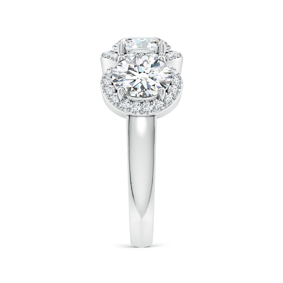 6.5mm FGVS Lab-Grown Round Diamond Halo Three Stone Ring in White Gold side 299