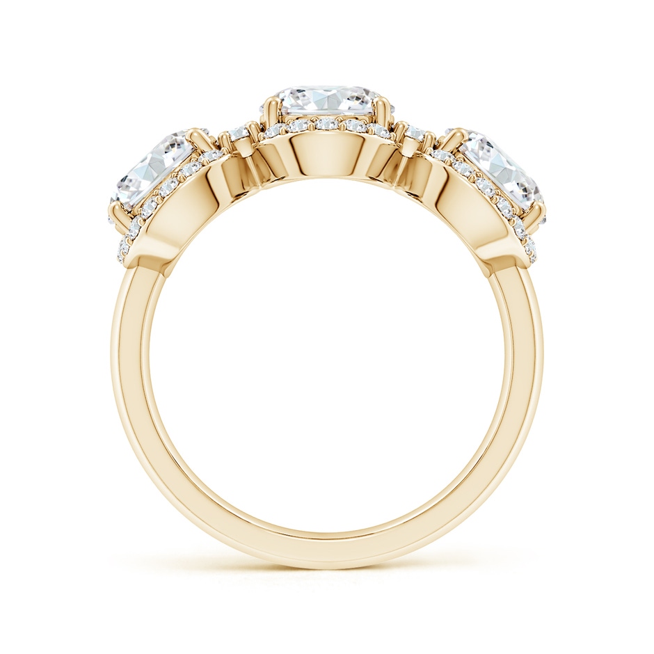 6.5mm FGVS Lab-Grown Round Diamond Halo Three Stone Ring in Yellow Gold side 199