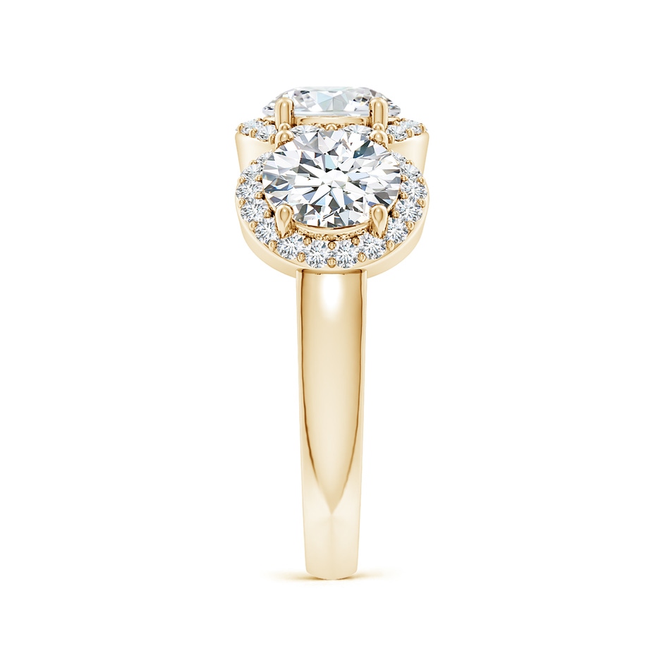 6.5mm FGVS Lab-Grown Round Diamond Halo Three Stone Ring in Yellow Gold side 299