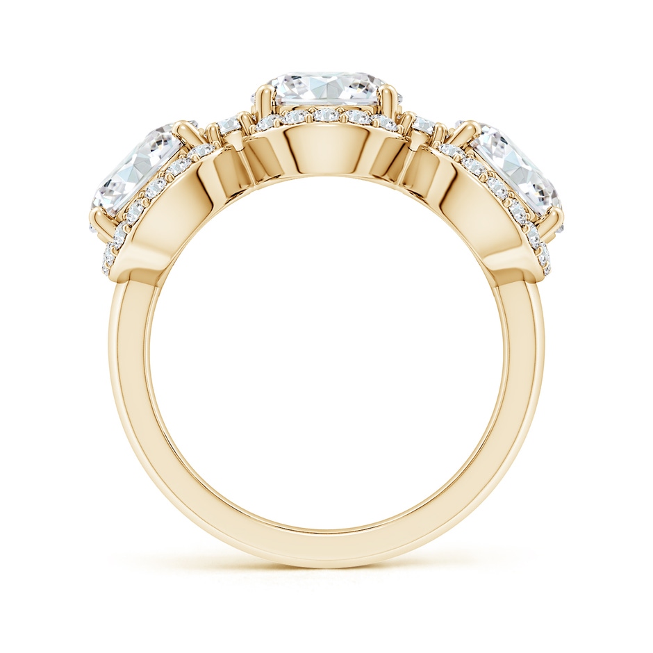 7.4mm FGVS Lab-Grown Round Diamond Halo Three Stone Ring in 18K Yellow Gold side 199