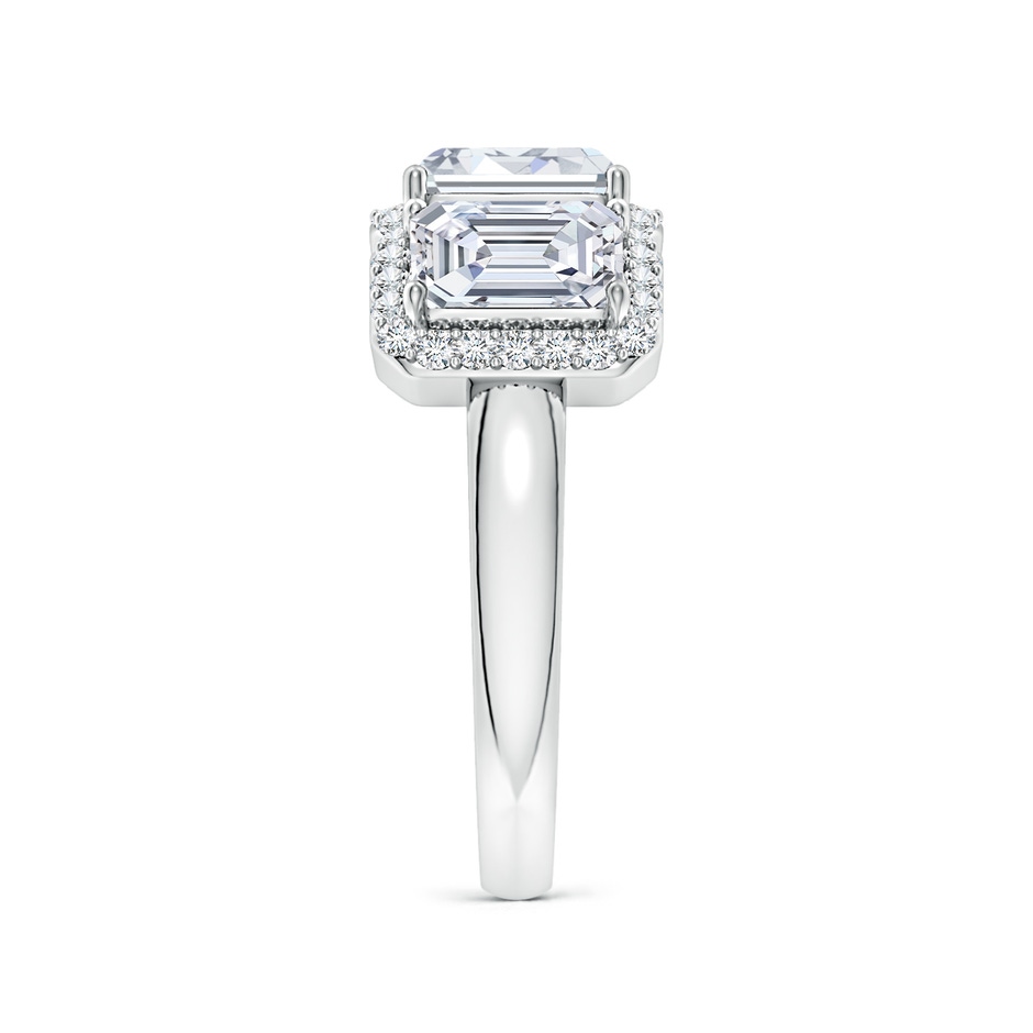 6.5x4.5mm FGVS Lab-Grown Emerald-Cut Diamond Halo Three Stone Ring in P950 Platinum side 299