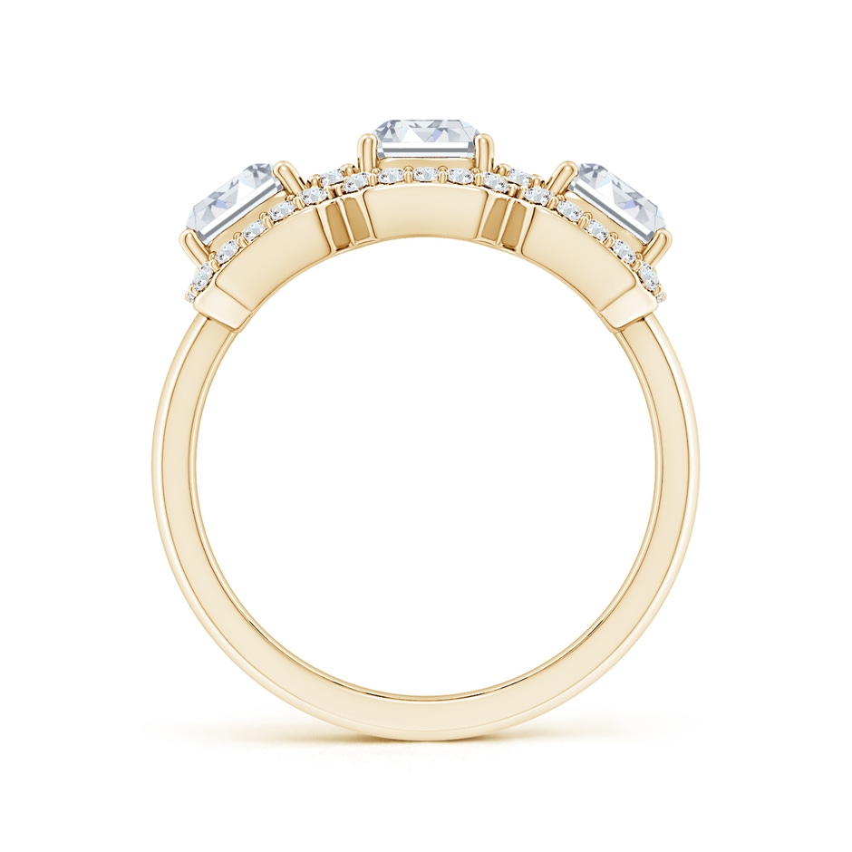 6.5x4.5mm FGVS Lab-Grown Emerald-Cut Diamond Halo Three Stone Ring in Yellow Gold side 199