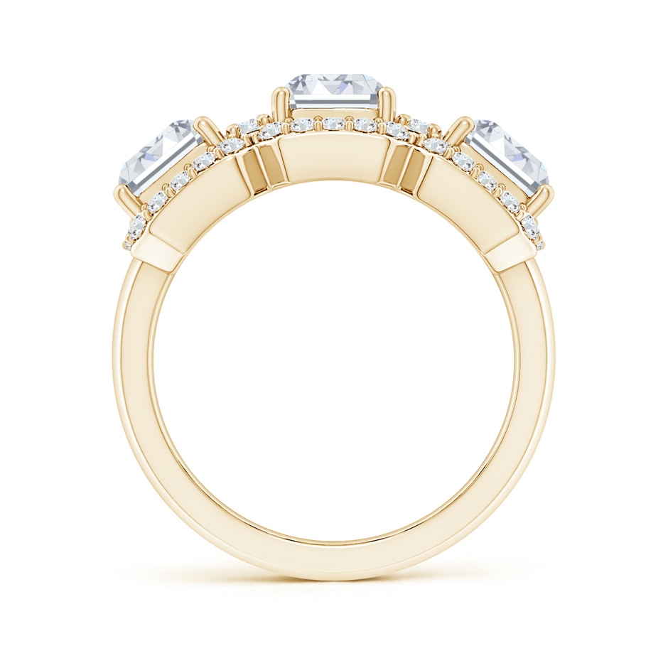 7.5x5.5mm FGVS Lab-Grown Emerald-Cut Diamond Halo Three Stone Ring in Yellow Gold side 199