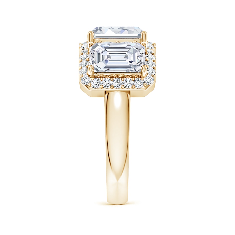 7.5x5.5mm FGVS Lab-Grown Emerald-Cut Diamond Halo Three Stone Ring in Yellow Gold side 299