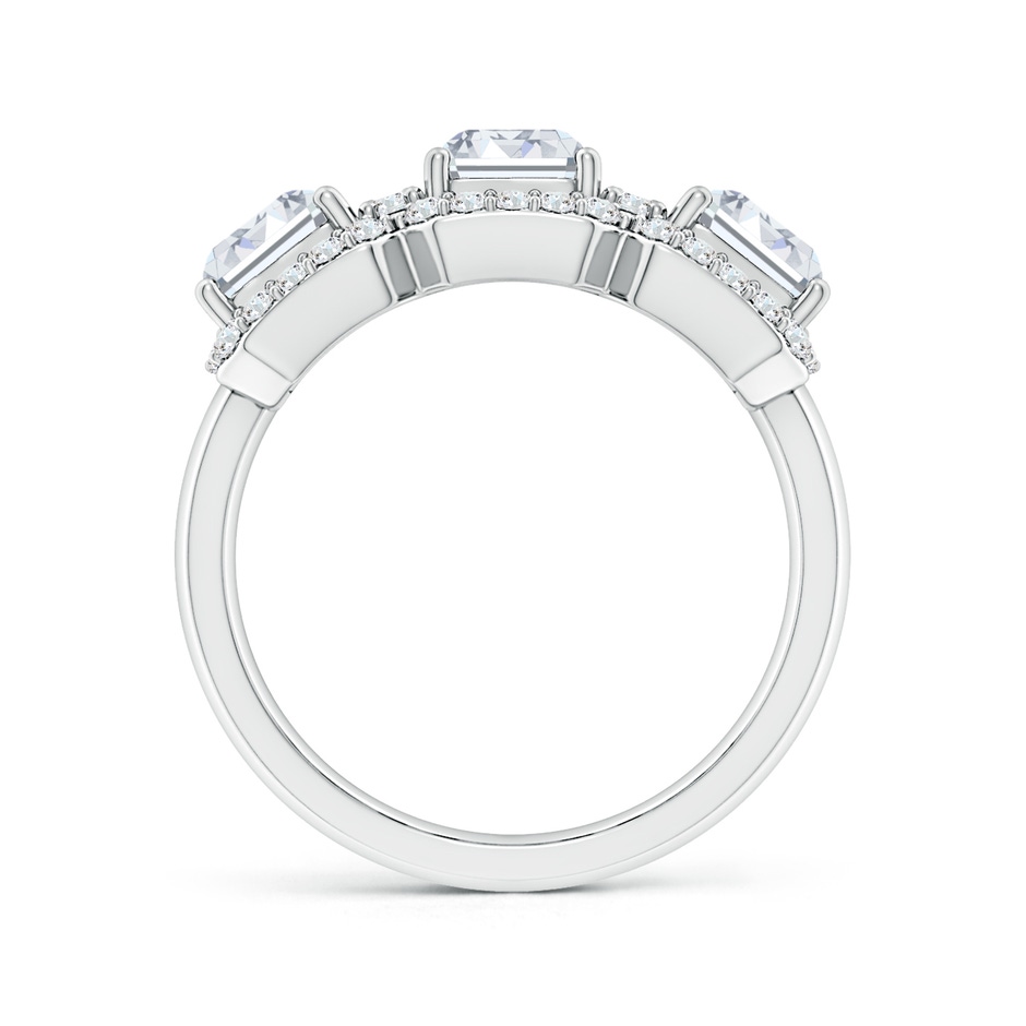 7x5mm FGVS Lab-Grown Emerald-Cut Diamond Halo Three Stone Ring in White Gold side 199