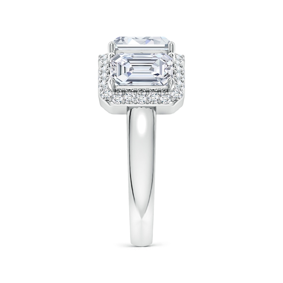 7x5mm FGVS Lab-Grown Emerald-Cut Diamond Halo Three Stone Ring in White Gold side 299