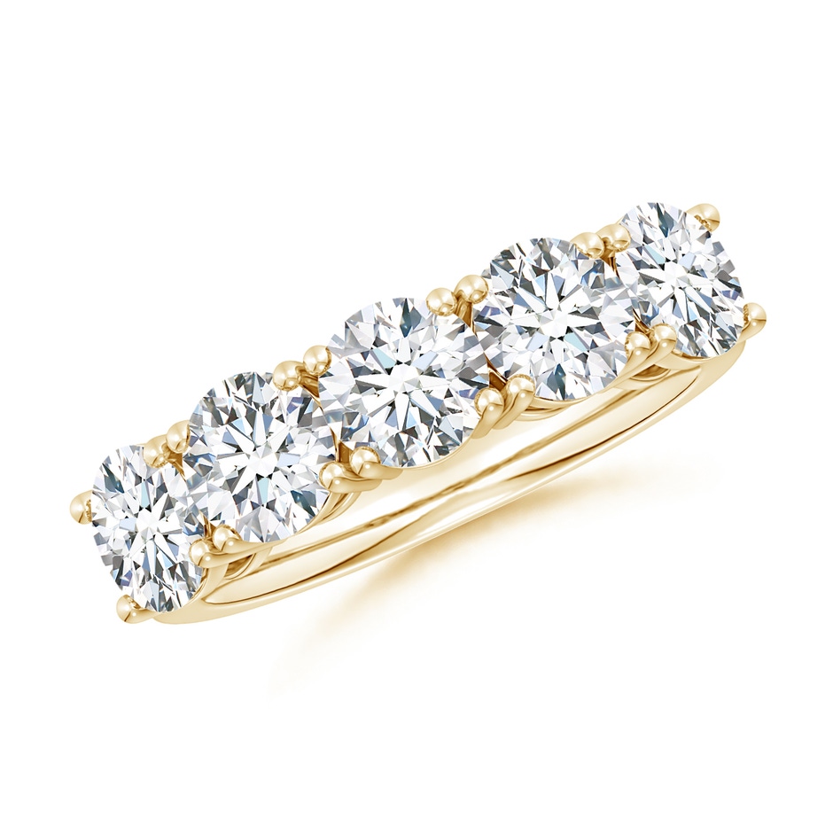 5.5mm FGVS Lab-Grown Prong-Set Round Diamond Five Stone Wedding Ring in Yellow Gold 