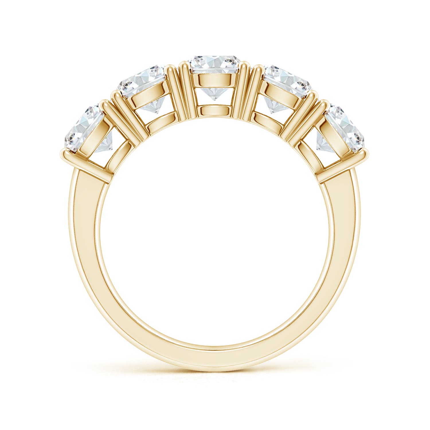 5.5mm FGVS Lab-Grown Prong-Set Round Diamond Five Stone Wedding Ring in Yellow Gold