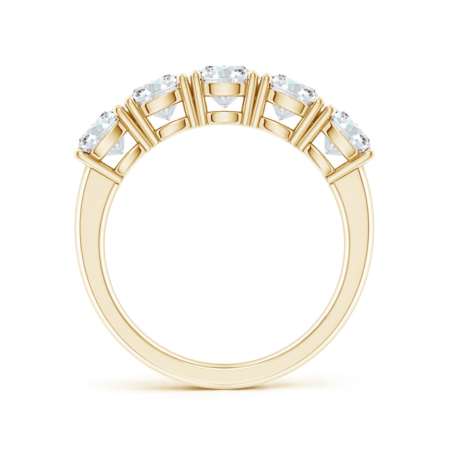 5mm FGVS Lab-Grown Prong-Set Round Diamond Five Stone Wedding Ring in 18K Yellow Gold
