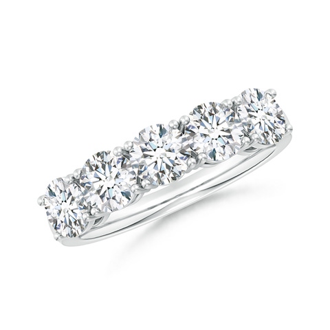 5mm FGVS Lab-Grown Prong-Set Round Diamond Five Stone Wedding Ring in White Gold