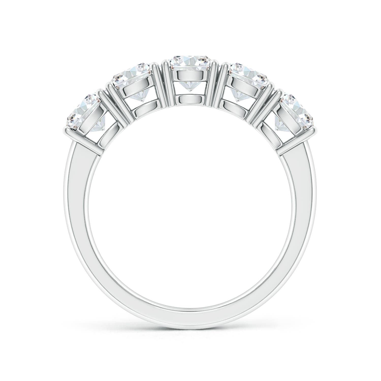 5mm FGVS Lab-Grown Prong-Set Round Diamond Five Stone Wedding Ring in White Gold
