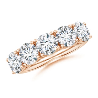6mm FGVS Lab-Grown Prong-Set Round Diamond Five Stone Wedding Ring in 18K Rose Gold