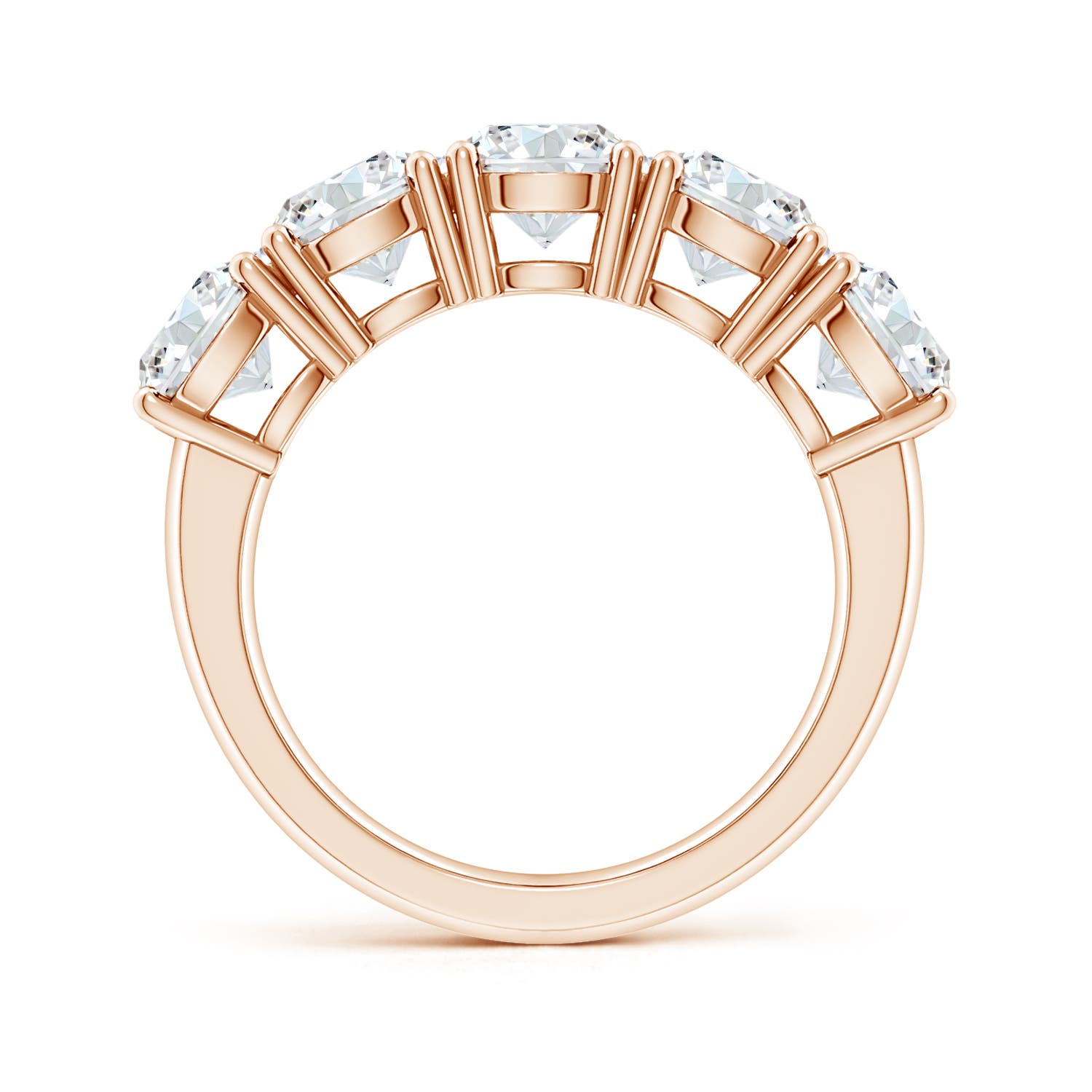 6mm FGVS Lab-Grown Prong-Set Round Diamond Five Stone Wedding Ring in 18K Rose Gold