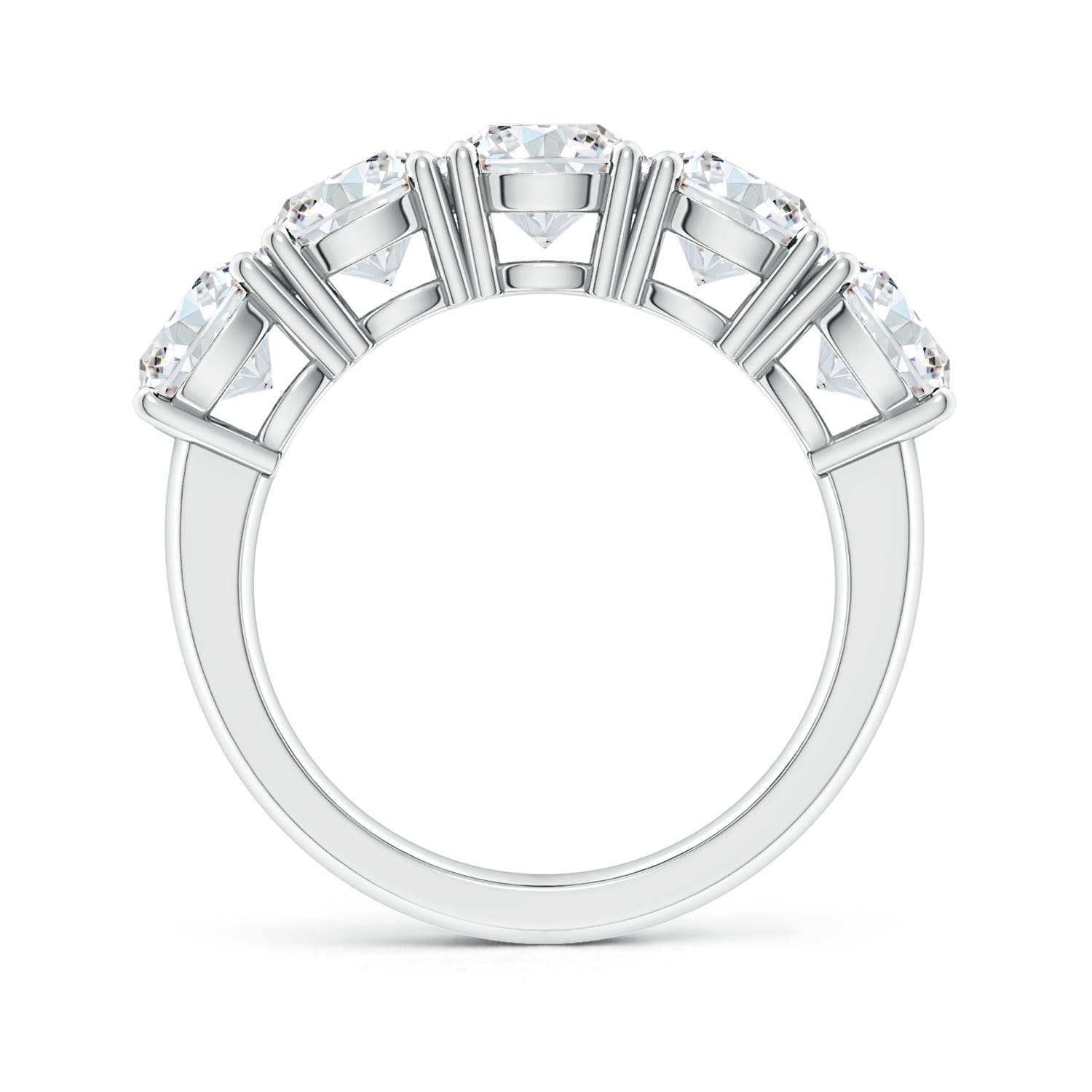 6mm FGVS Lab-Grown Prong-Set Round Diamond Five Stone Wedding Ring in White Gold