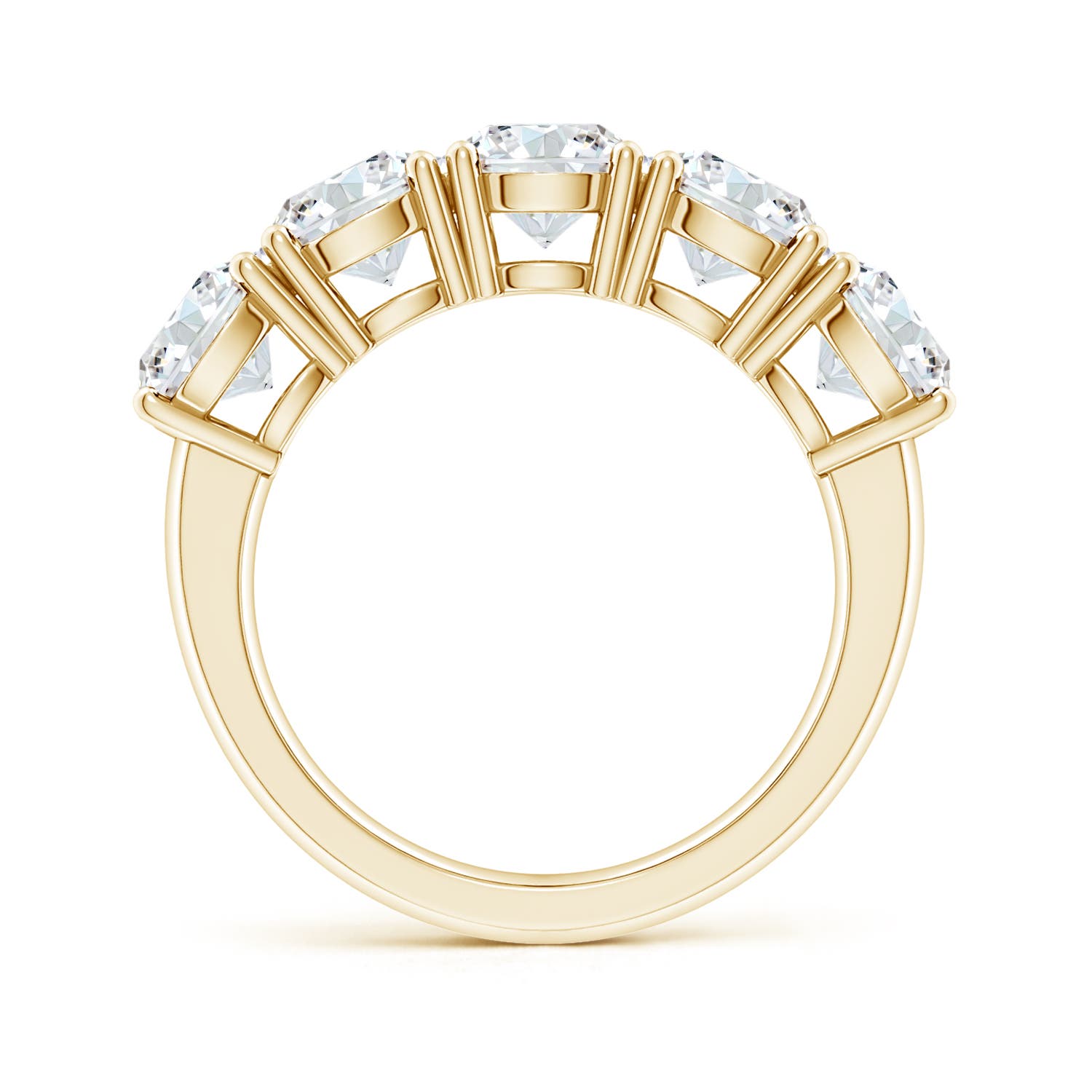 6mm FGVS Lab-Grown Prong-Set Round Diamond Five Stone Wedding Ring in Yellow Gold