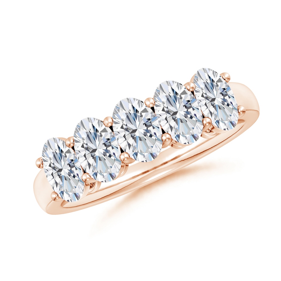 6x4mm FGVS Lab-Grown Prong-Set Oval Diamond Five Stone Wedding Ring in Rose Gold 