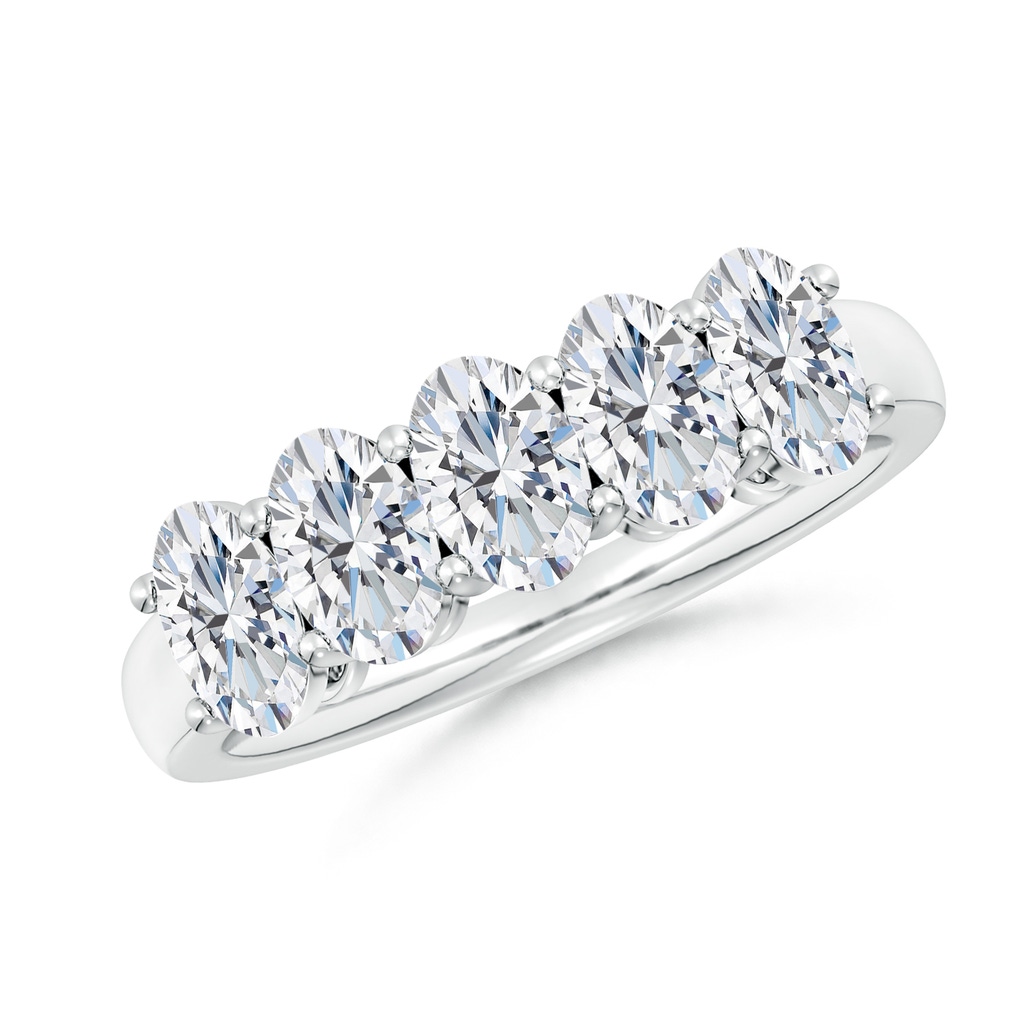 6x4mm FGVS Lab-Grown Prong-Set Oval Diamond Five Stone Wedding Ring in White Gold