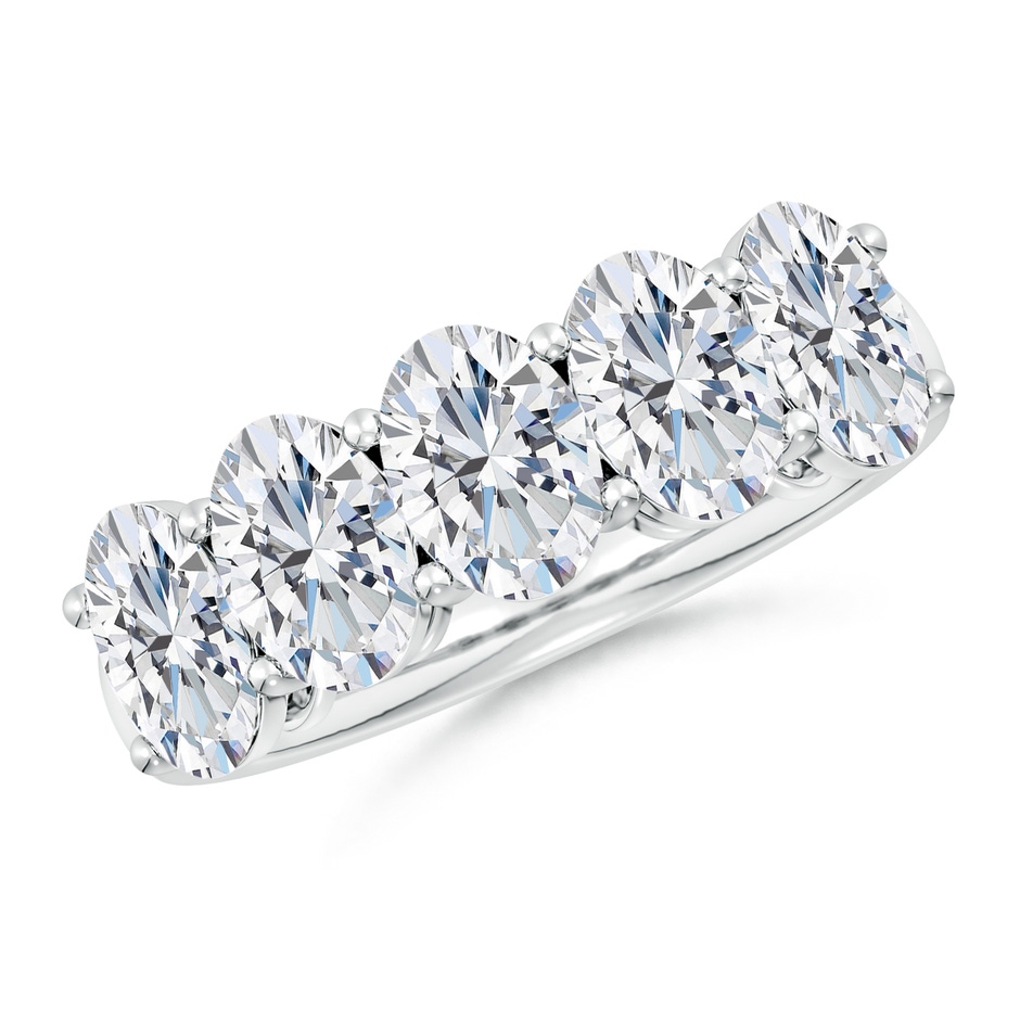 7x5mm FGVS Lab-Grown Prong-Set Oval Diamond Five Stone Wedding Ring in White Gold 