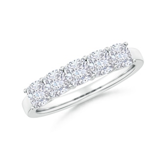 4mm FGVS Lab-Grown Prong-Set Cushion Diamond Five Stone Wedding Ring in S999 Silver