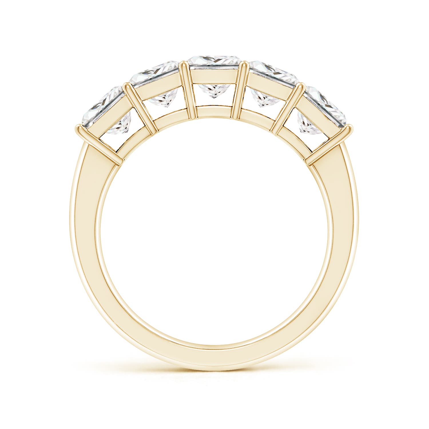 4.5mm FGVS Lab-Grown Prong-Set Princess-Cut Diamond Five Stone Wedding Ring in 18K Yellow Gold