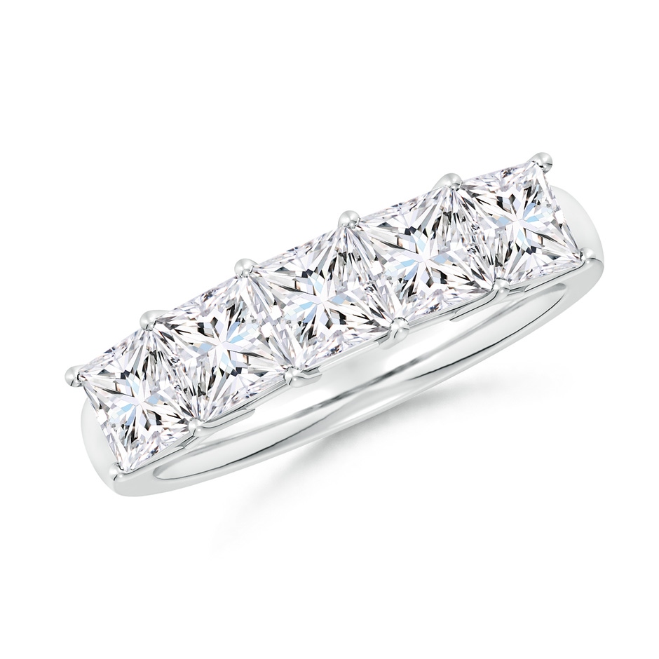 4.5mm FGVS Lab-Grown Prong-Set Princess-Cut Diamond Five Stone Wedding Ring in P950 Platinum 