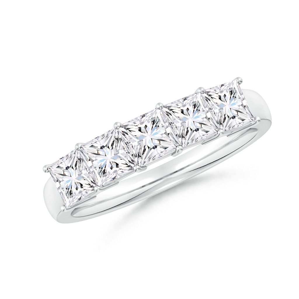 4mm FGVS Lab-Grown Prong-Set Princess-Cut Diamond Five Stone Wedding Ring in S999 Silver