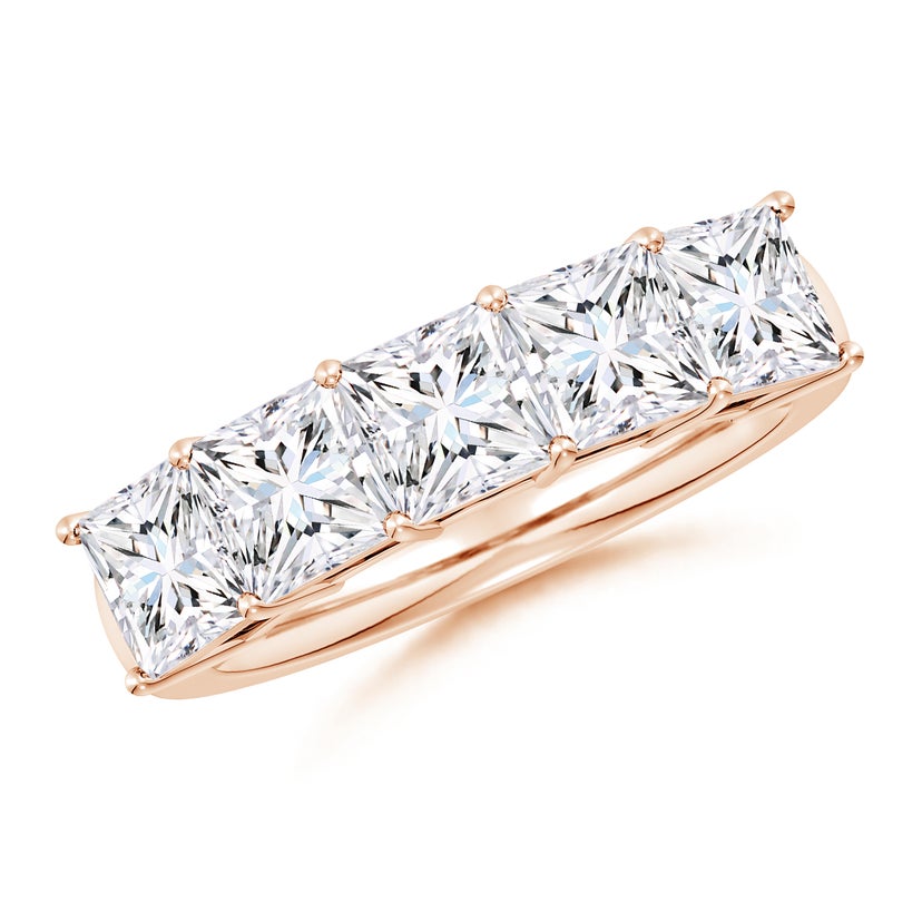 Lab-Grown Prong-Set Princess-Cut Diamond Five Stone Wedding