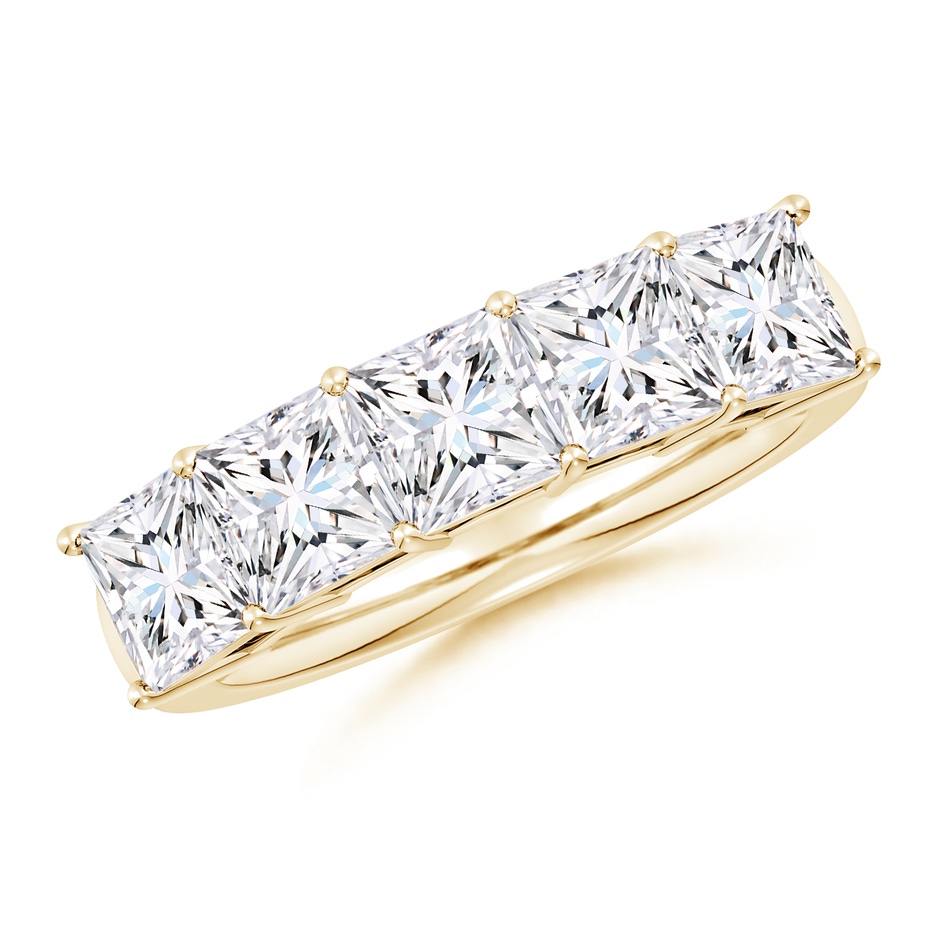 5mm FGVS Lab-Grown Prong-Set Princess-Cut Diamond Five Stone Wedding Ring in Yellow Gold 