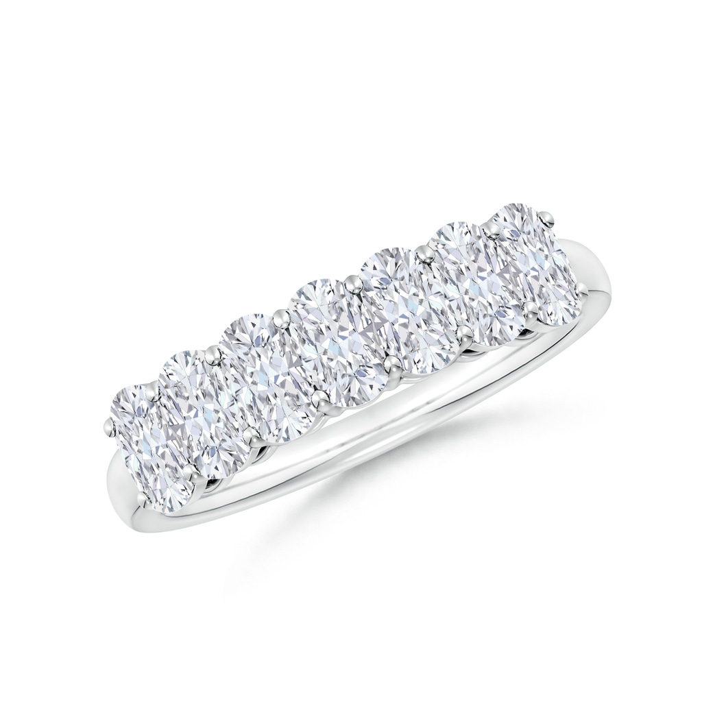 5x3mm FGVS Lab-Grown Prong-Set Cushion Rectangular Diamond Seven Stone Wedding Ring in P950 Platinum