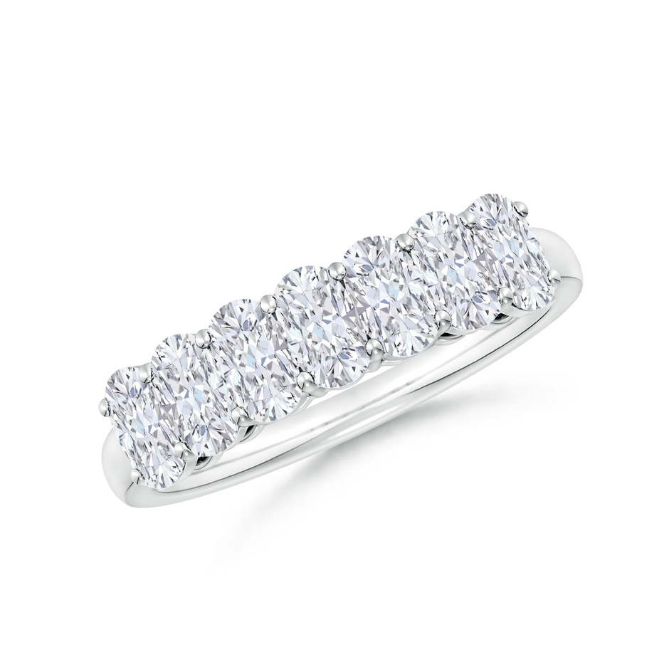 5x3mm FGVS Lab-Grown Prong-Set Cushion Rectangular Diamond Seven Stone Wedding Ring in P950 Platinum 
