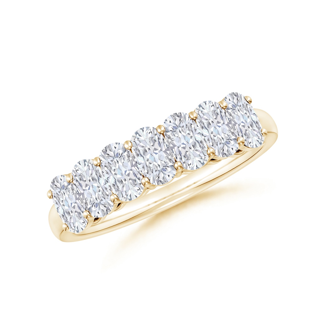 5x3mm FGVS Lab-Grown Prong-Set Cushion Rectangular Diamond Seven Stone Wedding Ring in Yellow Gold