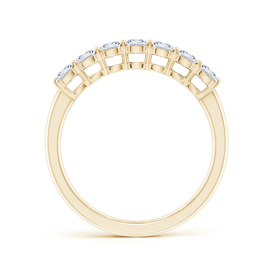 5x3mm FGVS Lab-Grown Prong-Set Cushion Rectangular Diamond Seven Stone Wedding Ring in Yellow Gold - side 3