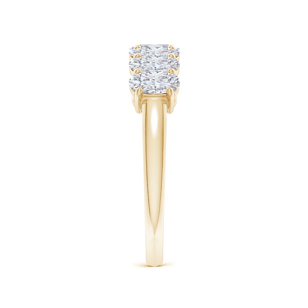 5x3mm FGVS Lab-Grown Prong-Set Cushion Rectangular Diamond Seven Stone Wedding Ring in Yellow Gold - side 4