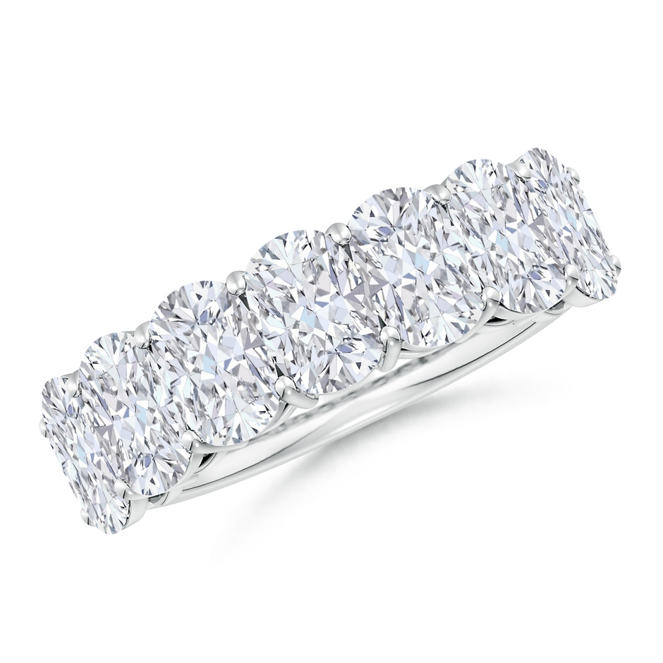 6.5x4.5mm FGVS Lab-Grown Prong-Set Cushion Rectangular Diamond Seven Stone Wedding Ring in P950 Platinum 