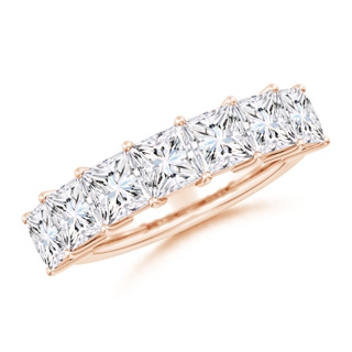 4.5mm FGVS Lab-Grown Prong-Set Princess-Cut Diamond Seven Stone Wedding Band in Rose Gold