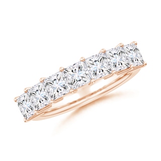 4mm FGVS Lab-Grown Prong-Set Princess-Cut Diamond Seven Stone Wedding Band in Rose Gold