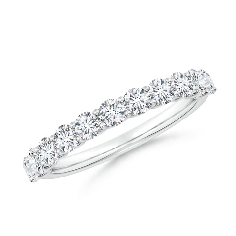 2.7mm FGVS Lab-Grown Shared Prong-Set Round Diamond Half Eternity Wedding Ring in 18K White Gold