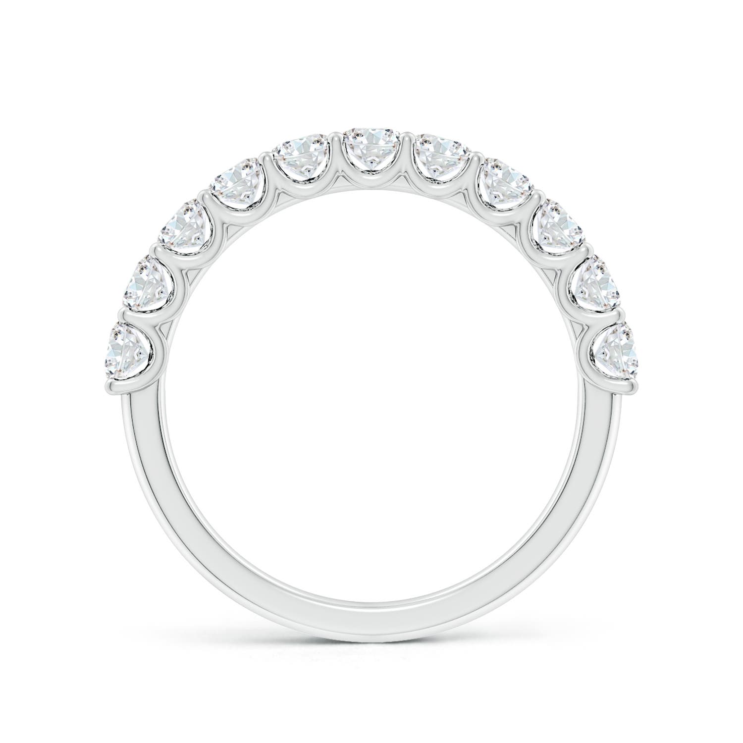 2.7mm FGVS Lab-Grown Shared Prong-Set Round Diamond Half Eternity Wedding Ring in White Gold - side 2
