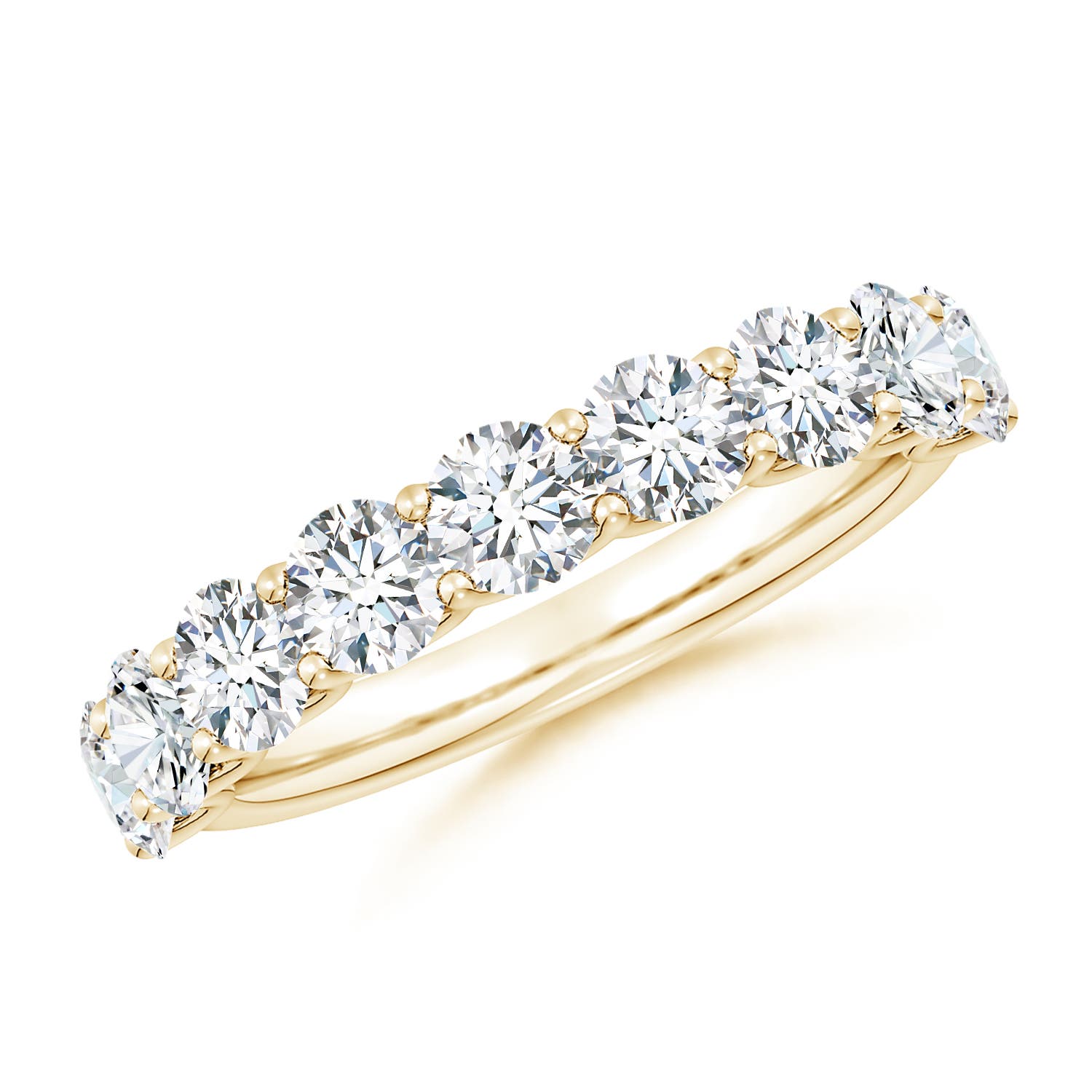 3.75mm FGVS Lab-Grown Shared Prong-Set Round Diamond Half Eternity Wedding Ring in 18CT Yellow Gold